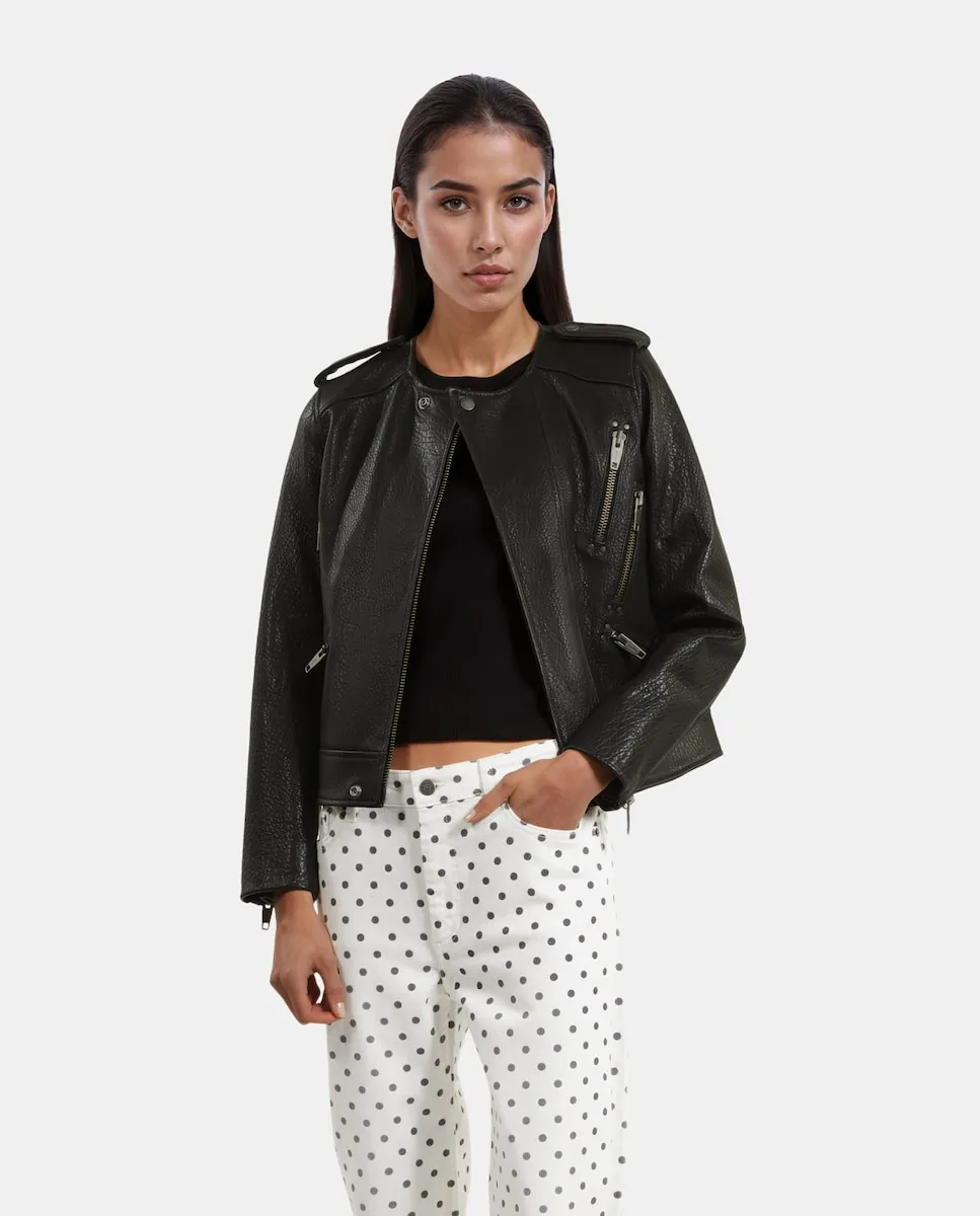 Женская короткая приталенная кожаная куртка The Kooples, черный
Женская короткая приталенная кожаная куртка The Kooples, черный