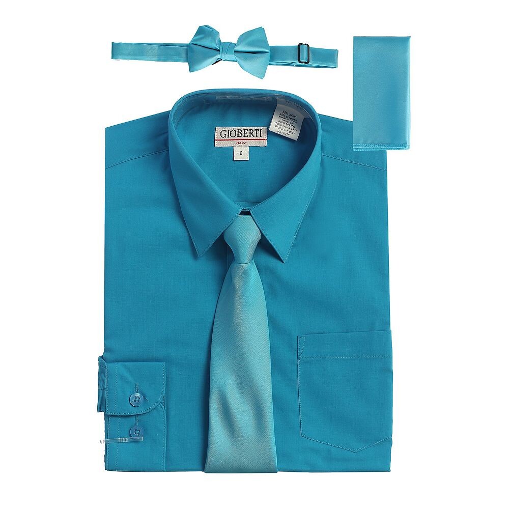 Детская классическая рубашка Gioberti с длинными рукавами + однотонный галстук, галстук-бабочка и носовой платок, цвет Turquoise B W Tie Set
Детская классическая рубашка Gioberti с длинными рукавами + однотонный галстук, галстук-бабочка и носовой платок, цвет Turquoise B W Tie Set