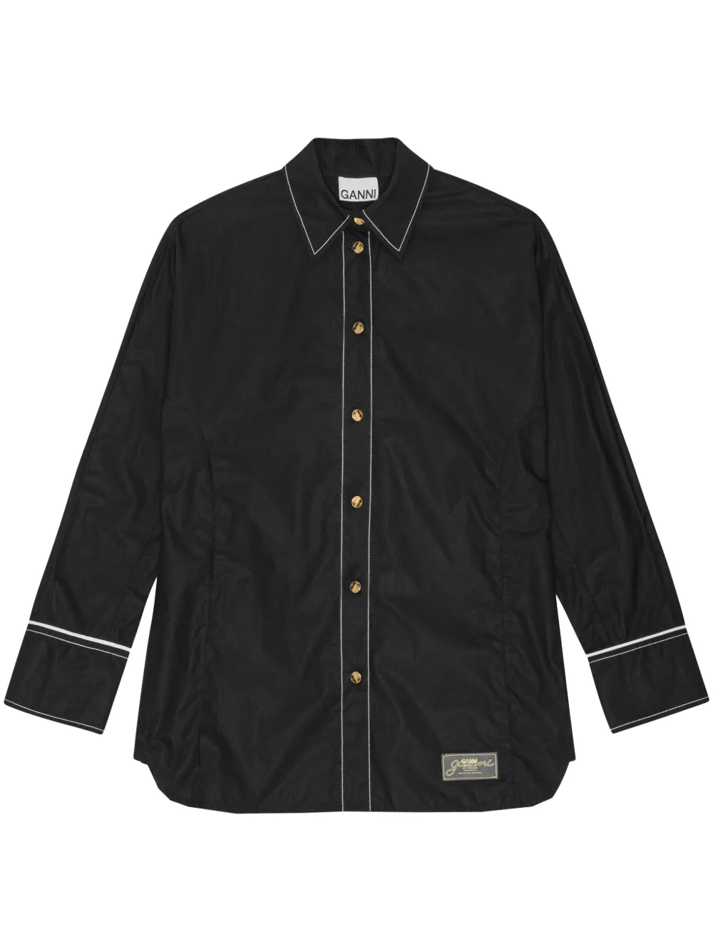 Рубашка с контрастной отделкой GANNI, черный
Рубашка с контрастной отделкой GANNI, черный