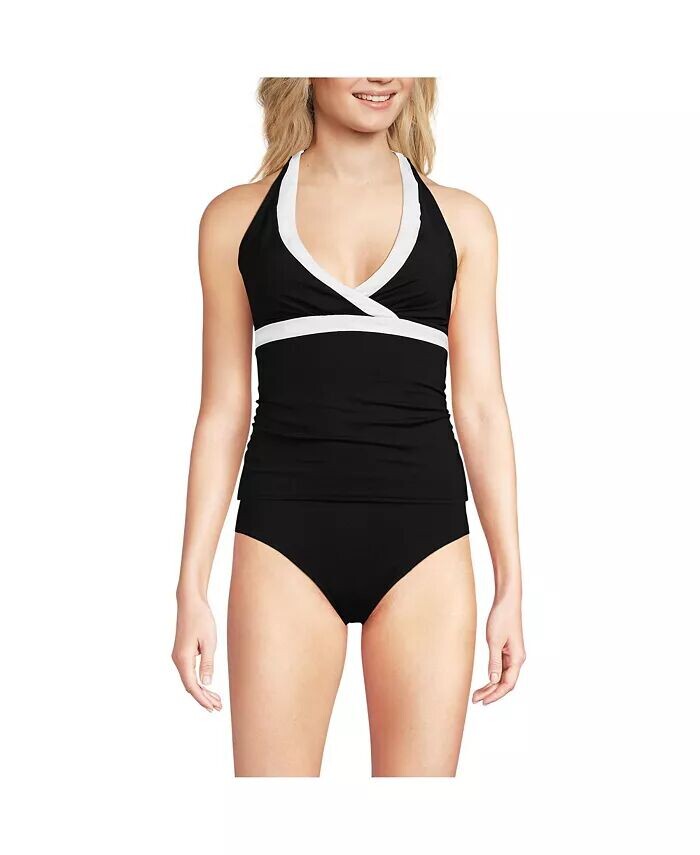 Женский купальник танкини с V-образным вырезом и устойчивым к хлору покрытием D-Cup Lands' End, черный
Женский купальник танкини с V-образным вырезом и устойчивым к хлору покрытием D-Cup Lands' End, черный