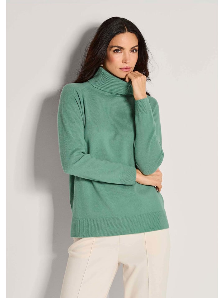 MADELEINE Свитер с высоким воротником и ребристой вязкой светло-зеленого цвета
MADELEINE Свитер с высоким воротником и ребристой вязкой светло-зеленого цвета