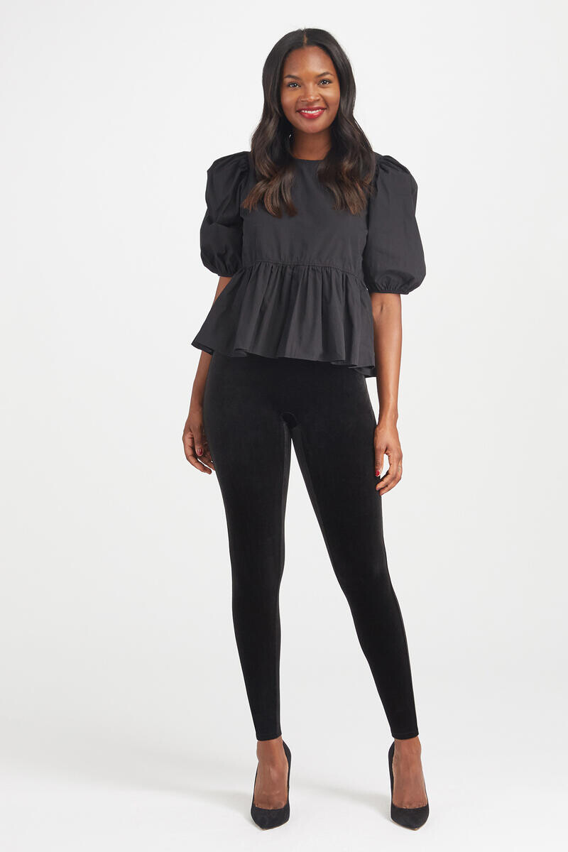 Бархатные леггинсы, моделирующие фигуру Spanx, черный 
Бархатные леггинсы, моделирующие фигуру Spanx, черный