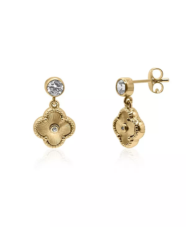 Не тускнеющие 10-миллиметровые позолоченные серьги-гвоздики в форме клевера с кубическим цирконием Bowood Lane, gold
Не тускнеющие 10-миллиметровые позолоченные серьги-гвоздики в форме клевера с кубическим цирконием Bowood Lane, gold