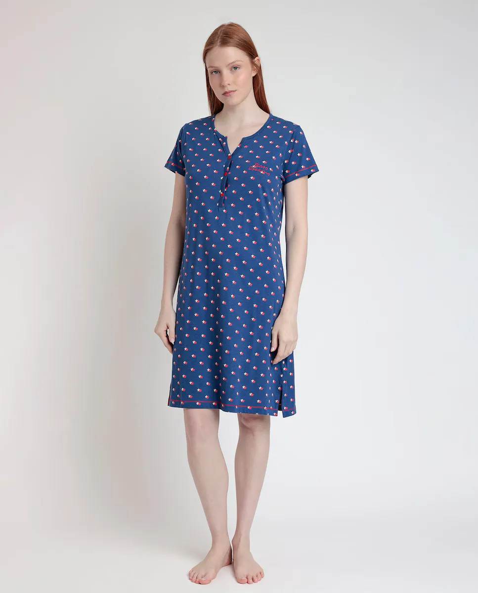 Женская короткая трикотажная ночная рубашка с принтом Admas, темно-синий
Женская короткая трикотажная ночная рубашка с принтом Admas, темно-синий