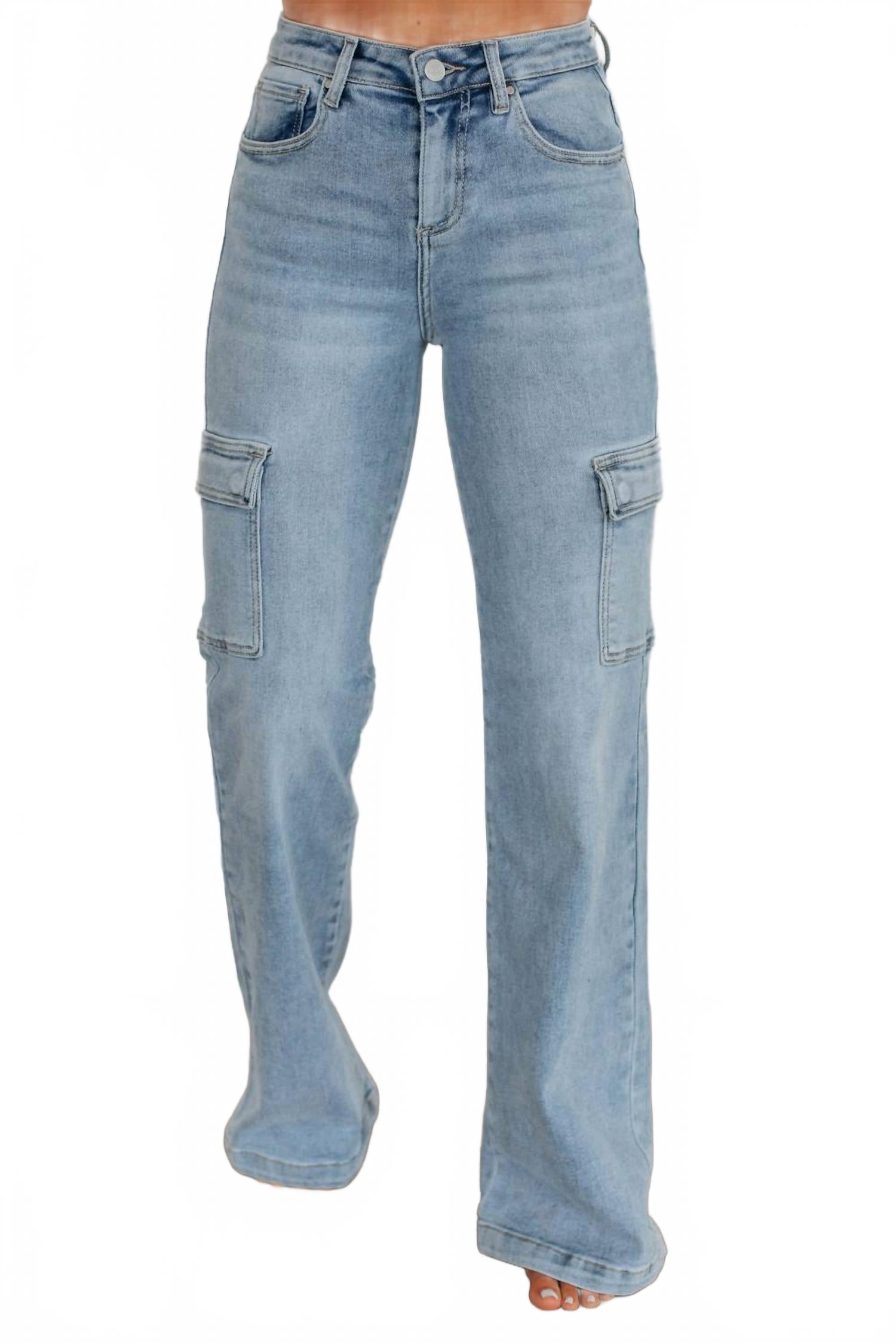 Карго джинсы прямого кроя в светлой стирке RISEN, Light Wash 
Карго джинсы прямого кроя в светлой стирке RISEN, Light Wash