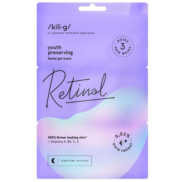 Гелевая маска для лица с ретинолом, 3x7 мл Kilig Retinol
Гелевая маска для лица с ретинолом, 3x7 мл Kilig Retinol
