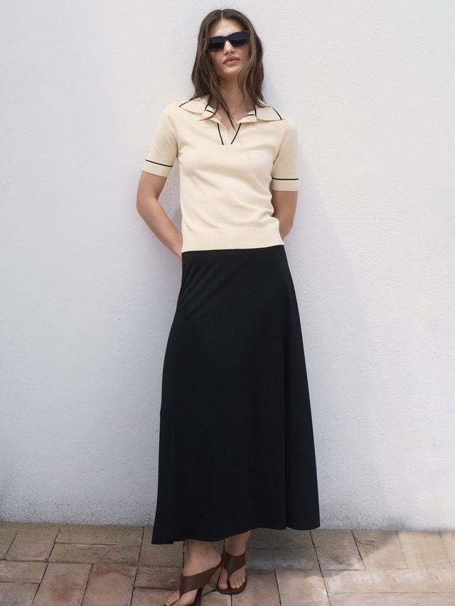 Вертикальный цветной контрастный поло топ Mango, Natural White
Вертикальный цветной контрастный поло топ Mango, Natural White