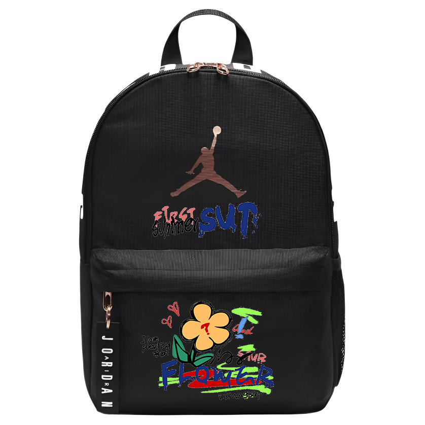 Jordan Полиэстеровый рюкзак с белой печатью унисекс черный, Flower
Jordan Полиэстеровый рюкзак с белой печатью унисекс черный, Flower