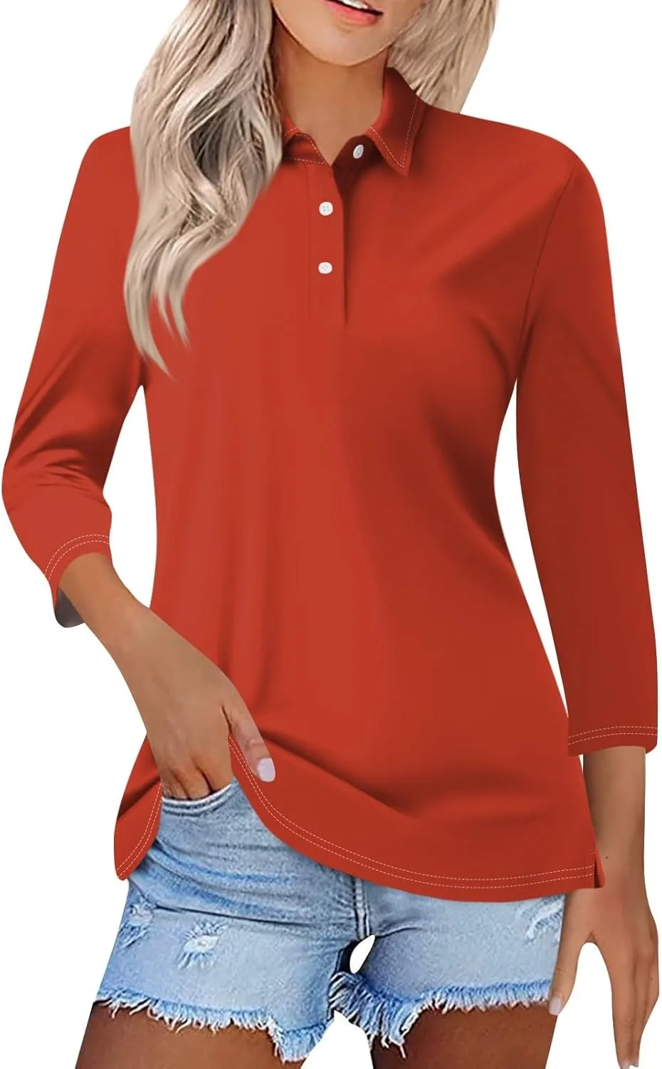 Поли рубашка для женщин с 3/4 рукавом и воротником Kenvina
Поли рубашка для женщин с 3/4 рукавом и воротником Kenvina