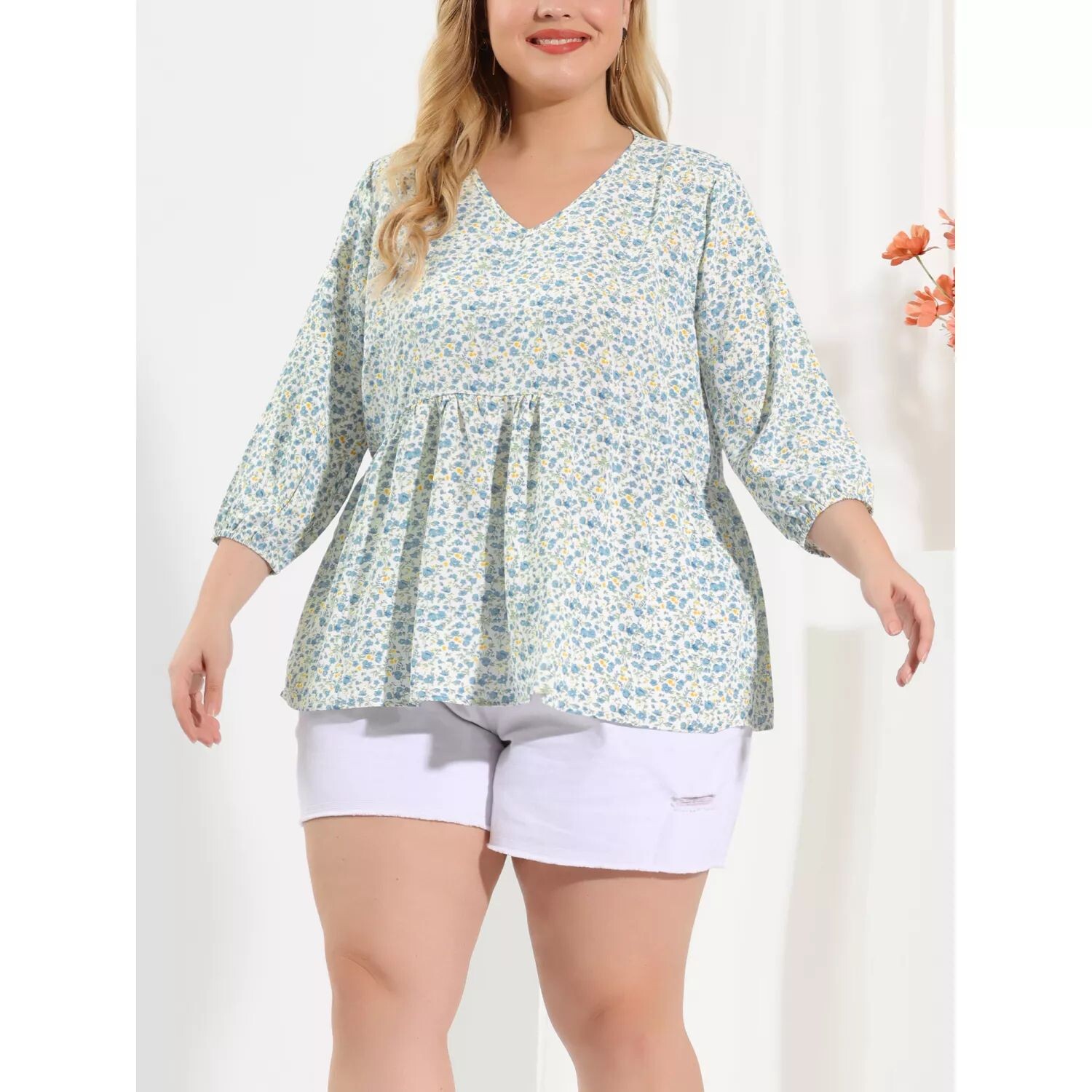 Женская блузка больших размеров с баской и цветочным принтом, рукавами 3/4 и рюшами Agnes Orinda, белый
Женская блузка больших размеров с баской и цветочным принтом, рукавами 3/4 и рюшами Agnes Orinda, белый