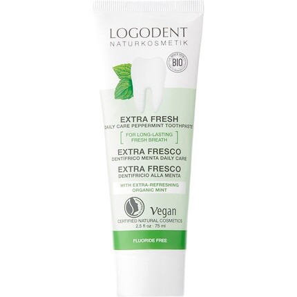 Зубная паста Logona Extra Fresh Daily Care с перечной мятой, без фтора, 75 мл 
Зубная паста Logona Extra Fresh Daily Care с перечной мятой, без фтора, 75 мл