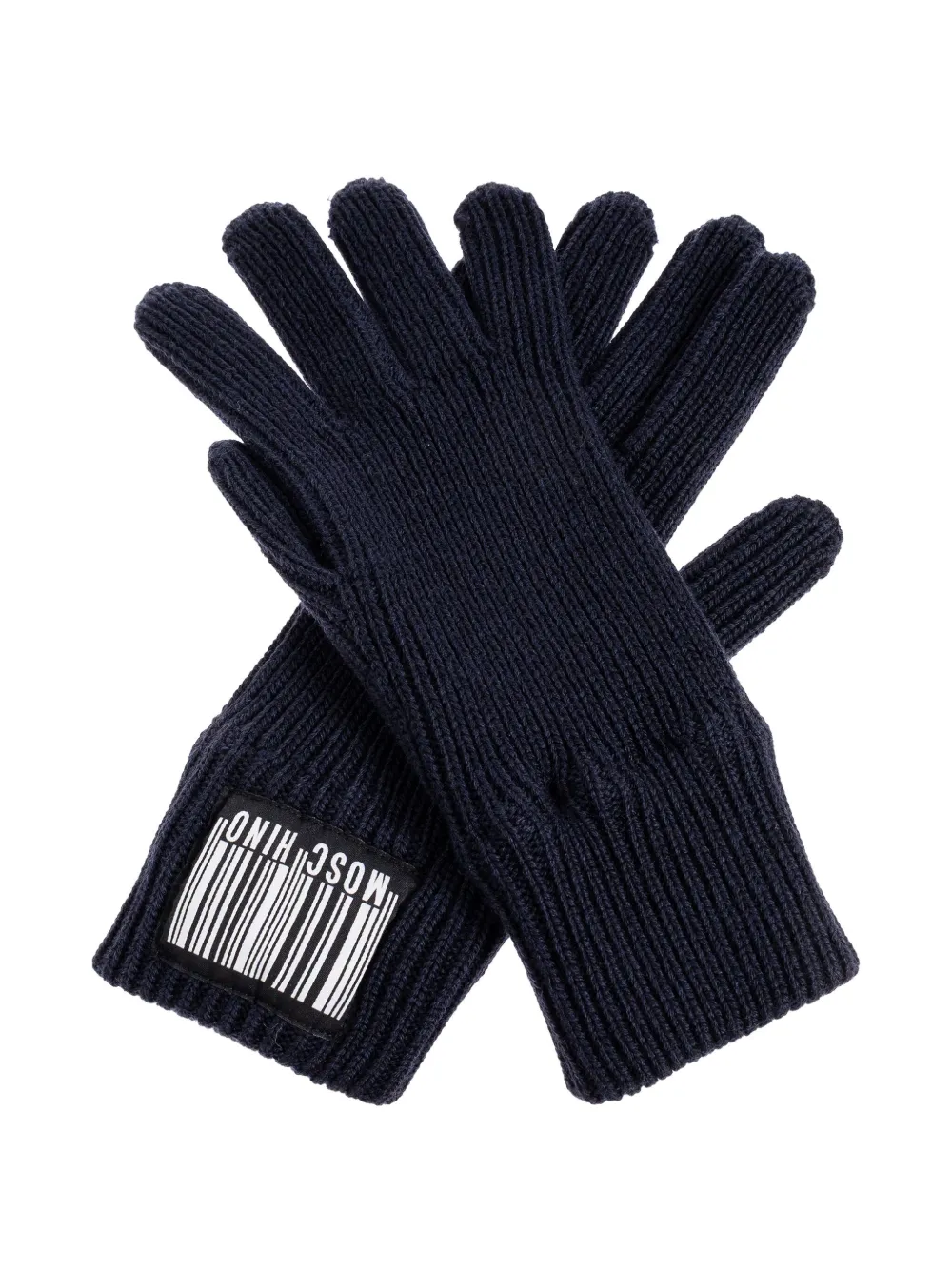 Ребристые перчатки с аппликацией штрих-кода Moschino, синий
Ребристые перчатки с аппликацией штрих-кода Moschino, синий