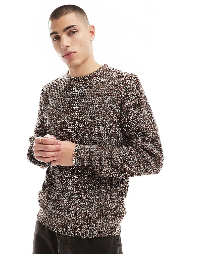 Джемпер крупной вязки с круглым вырезом коричневого меланжевого цвета Brave Soul 
Джемпер крупной вязки с круглым вырезом коричневого меланжевого цвета Brave Soul