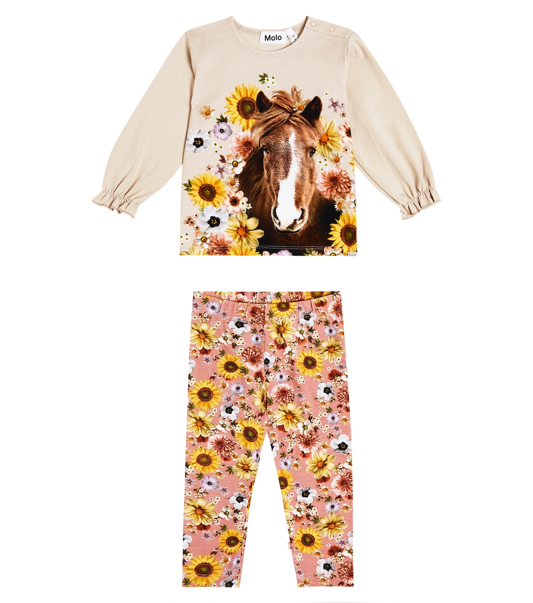 Комплект из хлопковой толстовки и спортивных штанов для младенцев Molo, Flower Horse_Mini Floral
Комплект из хлопковой толстовки и спортивных штанов для младенцев Molo, Flower Horse_Mini Floral
