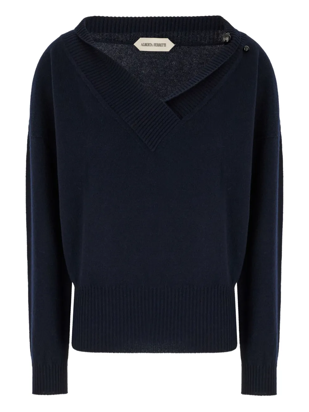 Кашемировый свитер с V-образным вырезом Alberta Ferretti, синий
Кашемировый свитер с V-образным вырезом Alberta Ferretti, синий