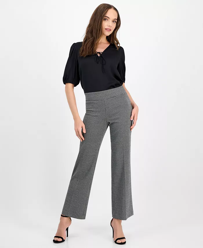 Женские брюки-клеш со средней посадкой и широкими штанинами Anne Klein, черный 
Женские брюки-клеш со средней посадкой и широкими штанинами Anne Klein, черный