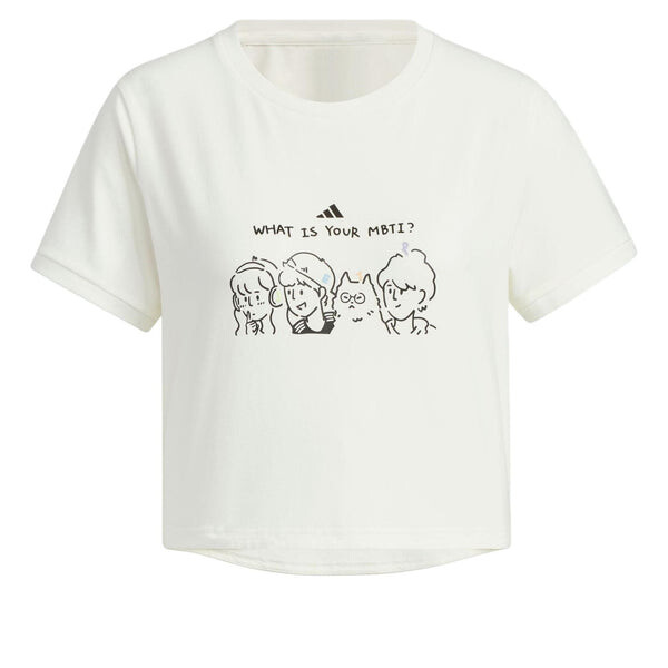 Футболка с графическим принтом укороченная футболка азиатские размеры Adidas, белый 
Футболка с графическим принтом укороченная футболка азиатские размеры Adidas, белый