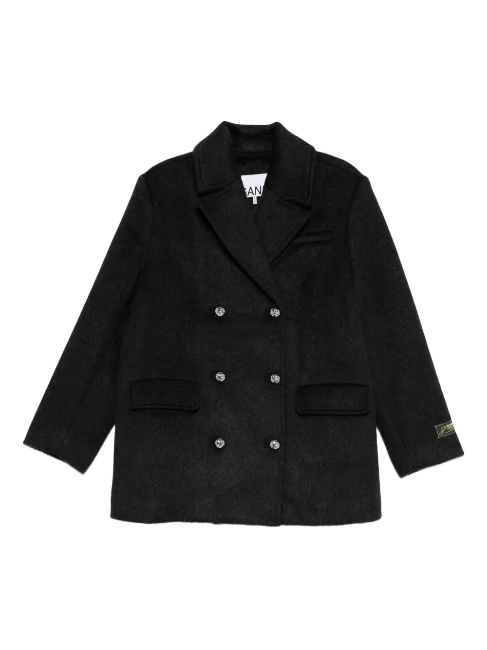 Двубортный пиджак Ganni, серый
Двубортный пиджак Ganni, серый