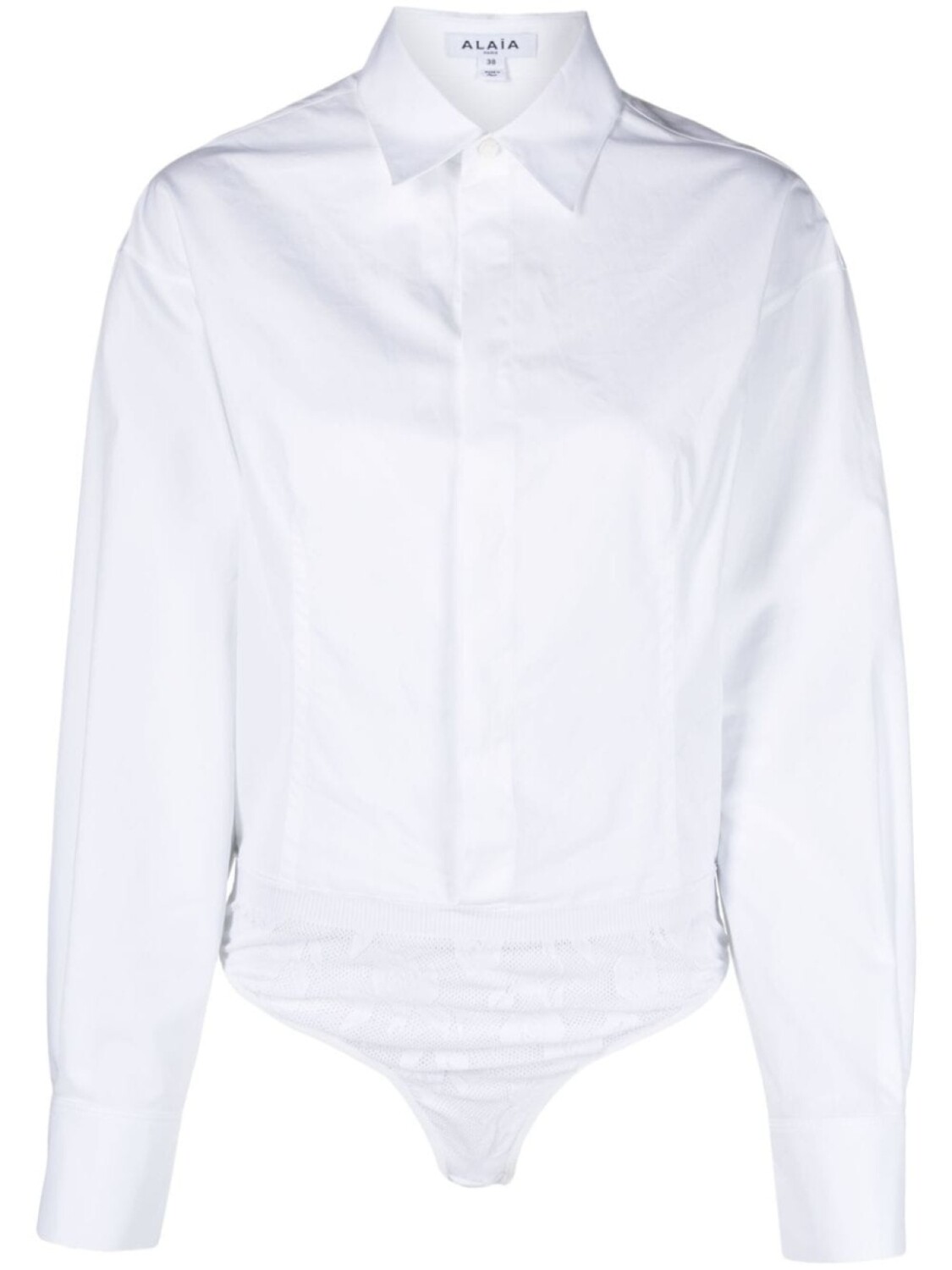 Alaïa поплиновое боди с заостренным воротником, белый
Alaïa поплиновое боди с заостренным воротником, белый