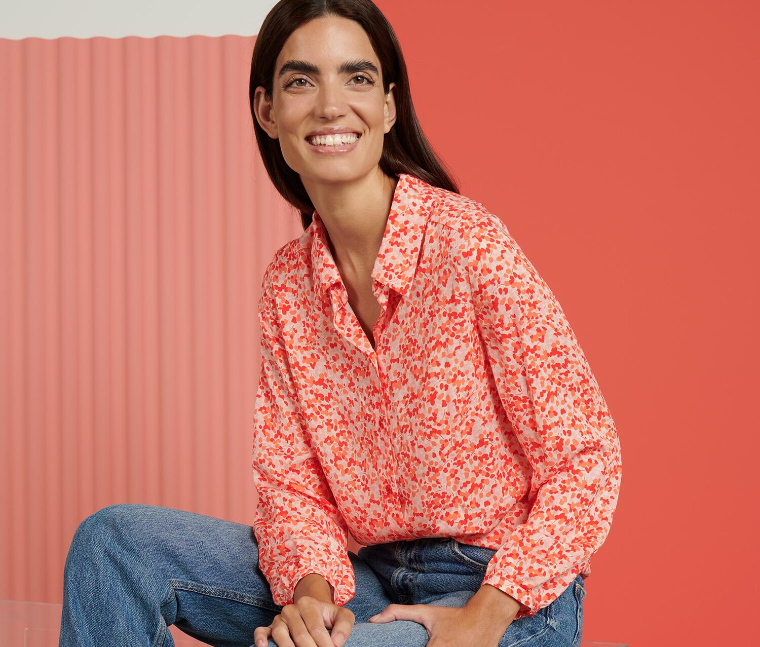 Блузка-рубашка с принтом Tchibo, красные тона
Блузка-рубашка с принтом Tchibo, красные тона