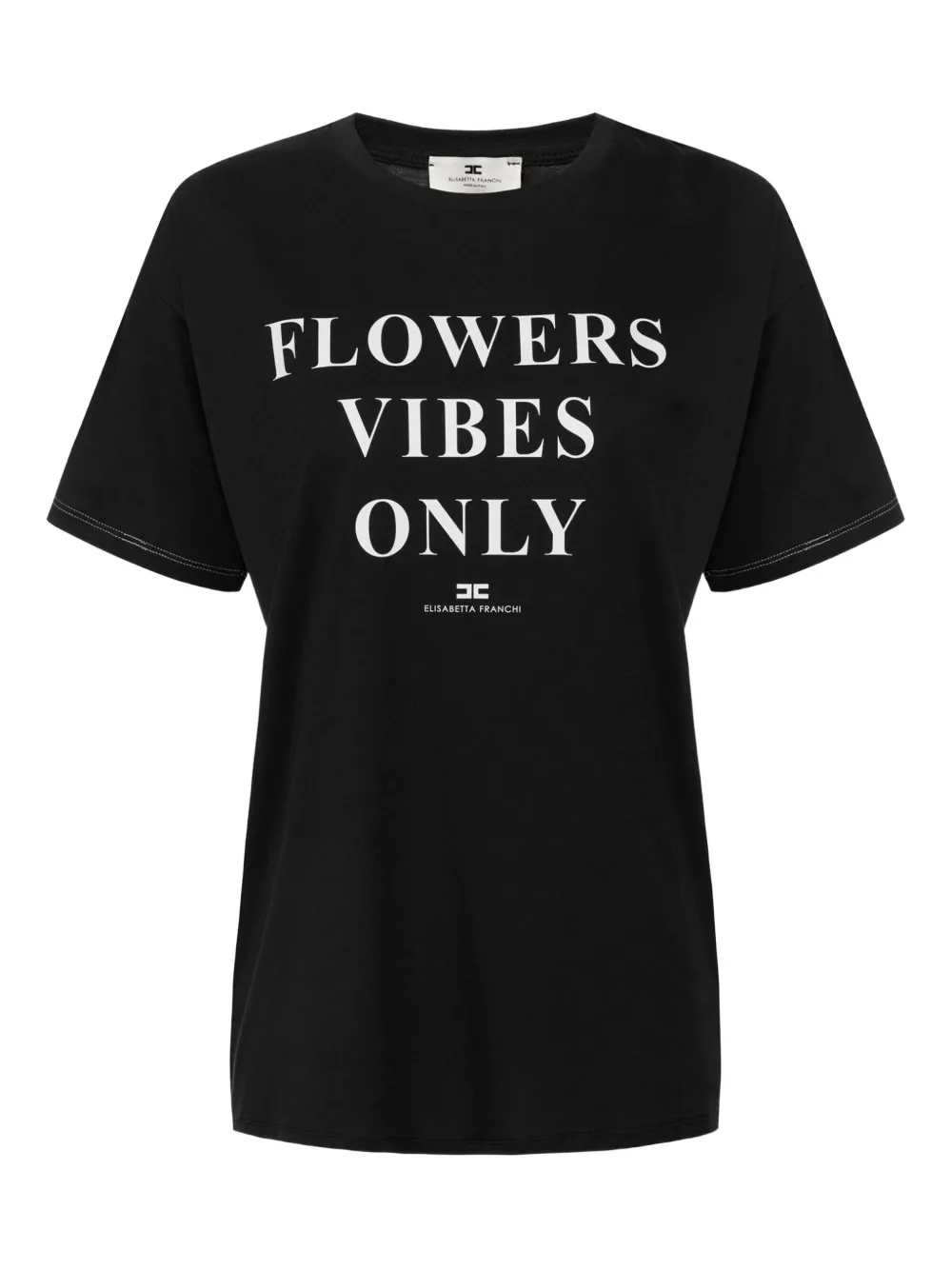 Футболка с текстовым принтом Elisabetta Franchi, черный 
Футболка с текстовым принтом Elisabetta Franchi, черный