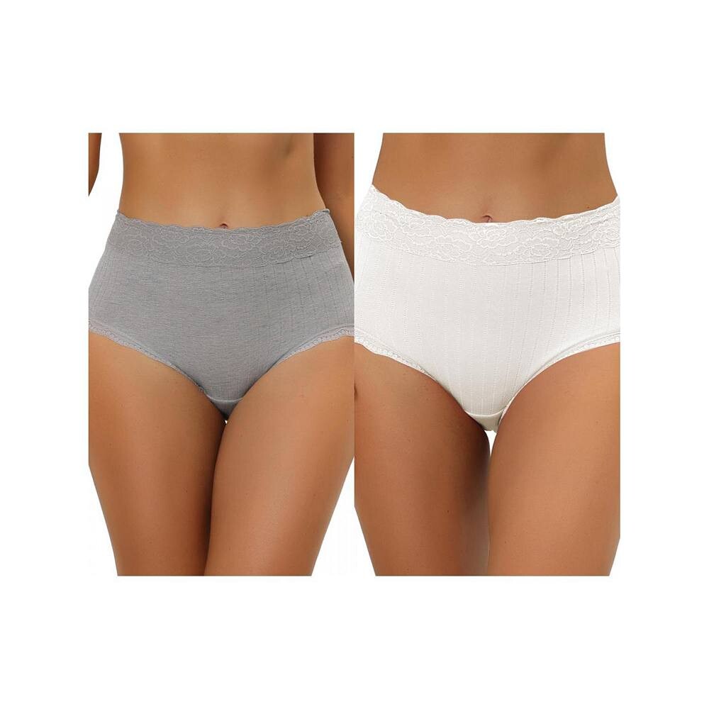 2 упаковки женского нижнего белья с высокой талией, удобные трусики в рубчик с кружевной отделкой, разноцветные ALLEGRA K, цвет White Gray
2 упаковки женского нижнего белья с высокой талией, удобные трусики в рубчик с кружевной отделкой, разноцветные ALLEGRA K, цвет White Gray