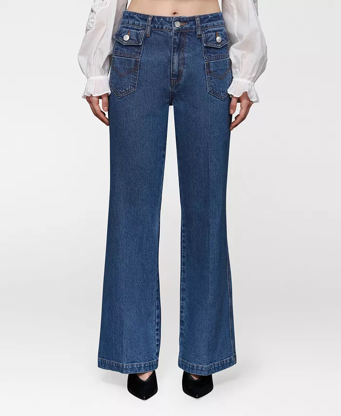 Женские джинсы-клеш с накладными карманами Avec Les Filles, синий
Женские джинсы-клеш с накладными карманами Avec Les Filles, синий