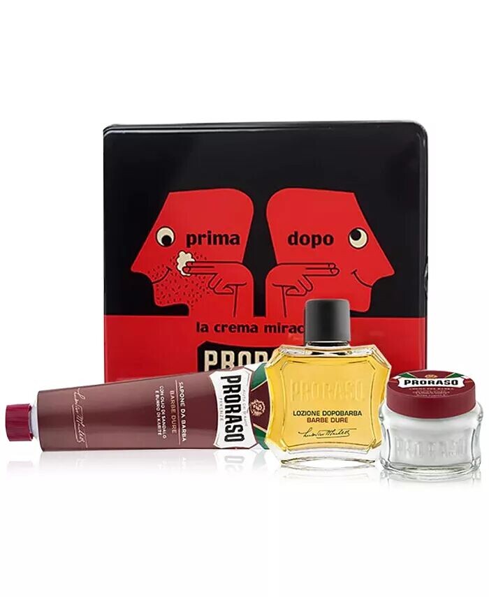 4 шт. Винтажный подарочный набор в жестяной банке Prima Dopo — Формула для грубой бороды Proraso
4 шт. Винтажный подарочный набор в жестяной банке Prima Dopo — Формула для грубой бороды Proraso