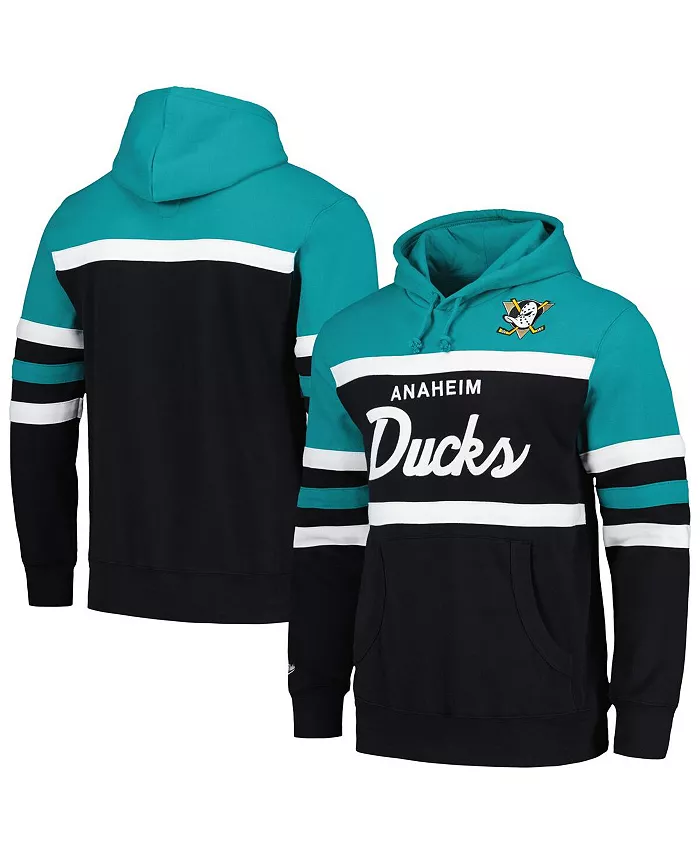 Мужская черная и бирюзовая толстовка с капюшоном Anaheim Ducks Head Coach Mitchell & Ness
Мужская черная и бирюзовая толстовка с капюшоном Anaheim Ducks Head Coach Mitchell & Ness