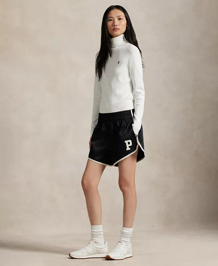 Женские шорты с эластичным поясом и логотипом Polo Ralph Lauren, черный 
Женские шорты с эластичным поясом и логотипом Polo Ralph Lauren, черный