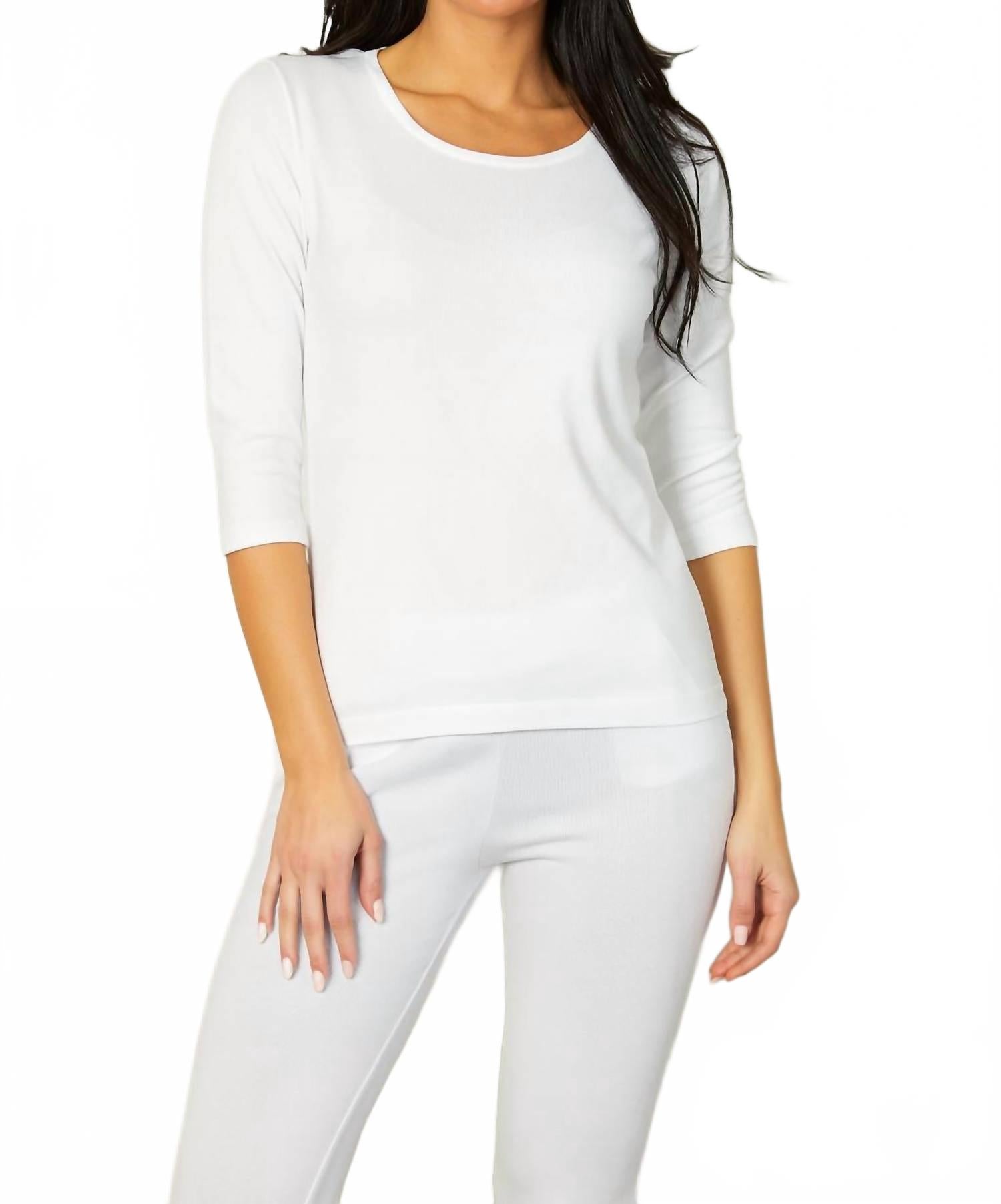 Angel Apparel Топ с рукавами 3/4 и круглым вырезом, белый
Angel Apparel Топ с рукавами 3/4 и круглым вырезом, белый