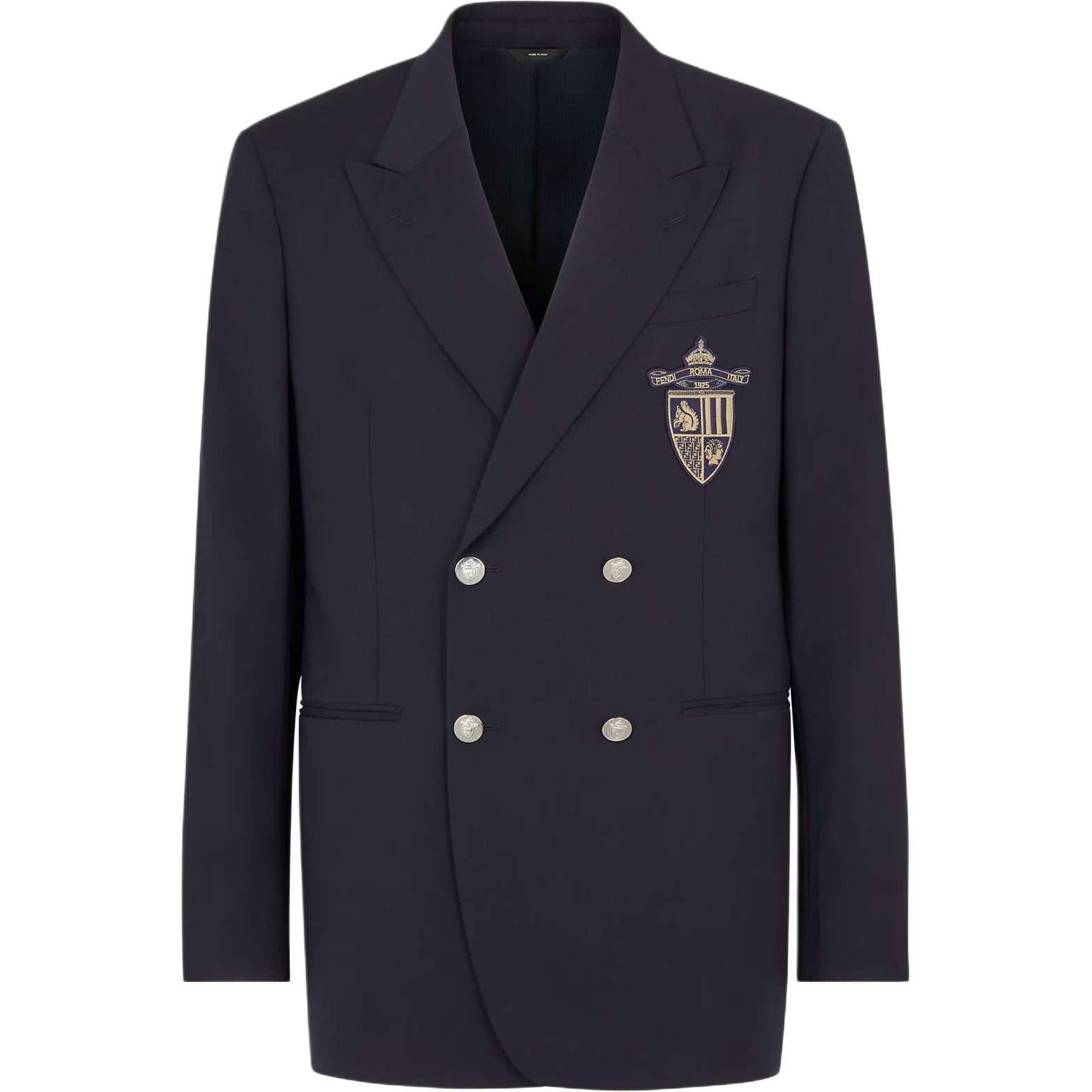 FENDI Двубортный жакет с вышитым гербом, Dark Blue
FENDI Двубортный жакет с вышитым гербом, Dark Blue