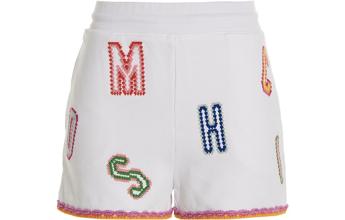 Бермуды с вышитым логотипом MOSCHINO, белые 
Бермуды с вышитым логотипом MOSCHINO, белые