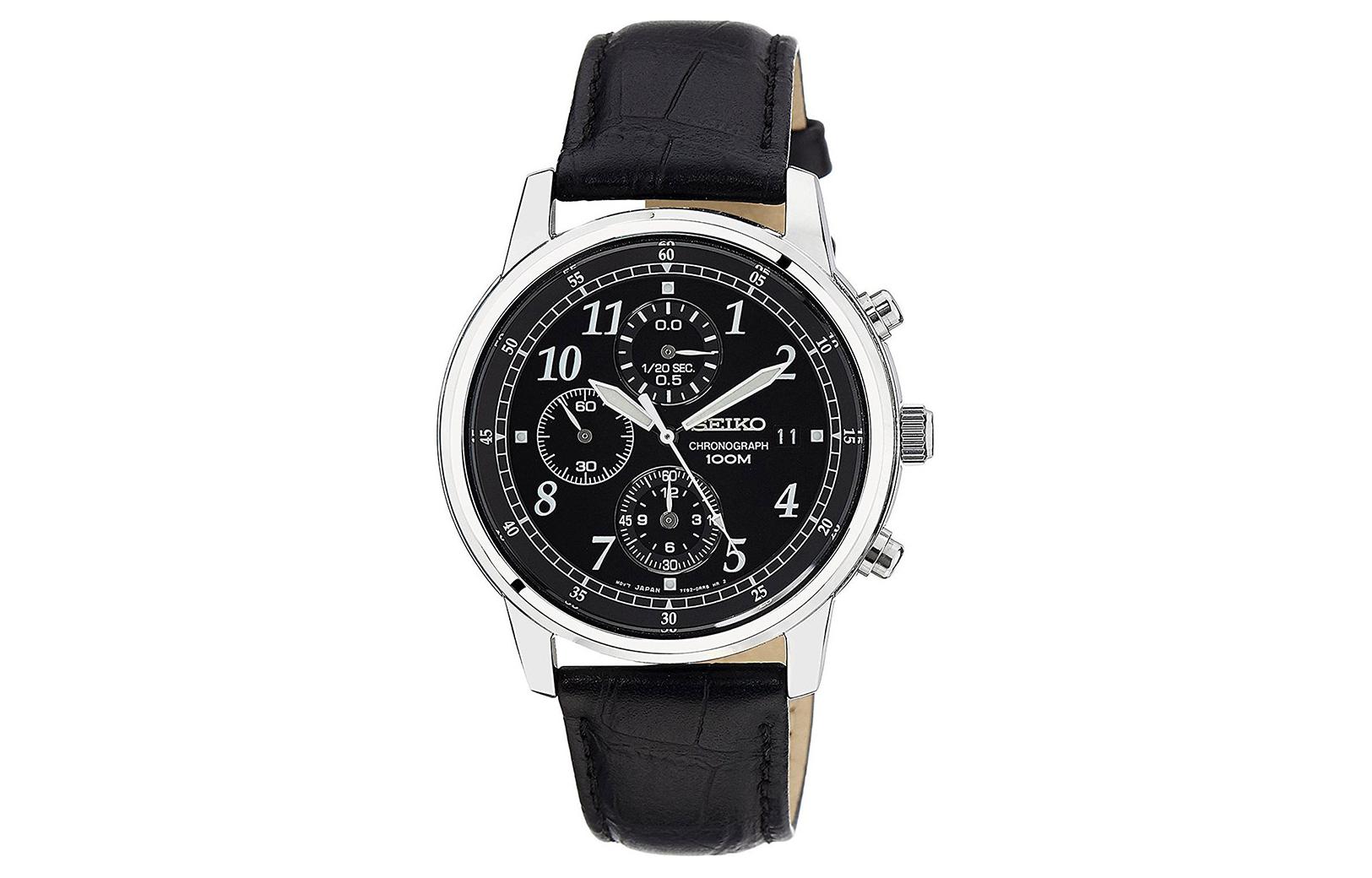 Кварцевые мужские часы SEIKO с кожаным ремешком, черный циферблат, 40 мм
Кварцевые мужские часы SEIKO с кожаным ремешком, черный циферблат, 40 мм