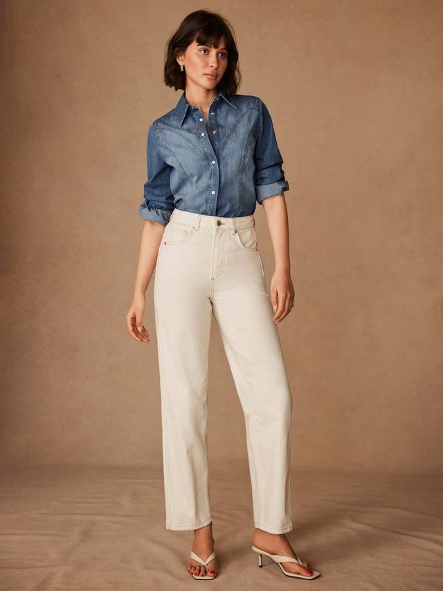 Удобные эластичные расслабленные зауженные джинсы Mint Velvet, цвет White Ivory 
Удобные эластичные расслабленные зауженные джинсы Mint Velvet, цвет White Ivory