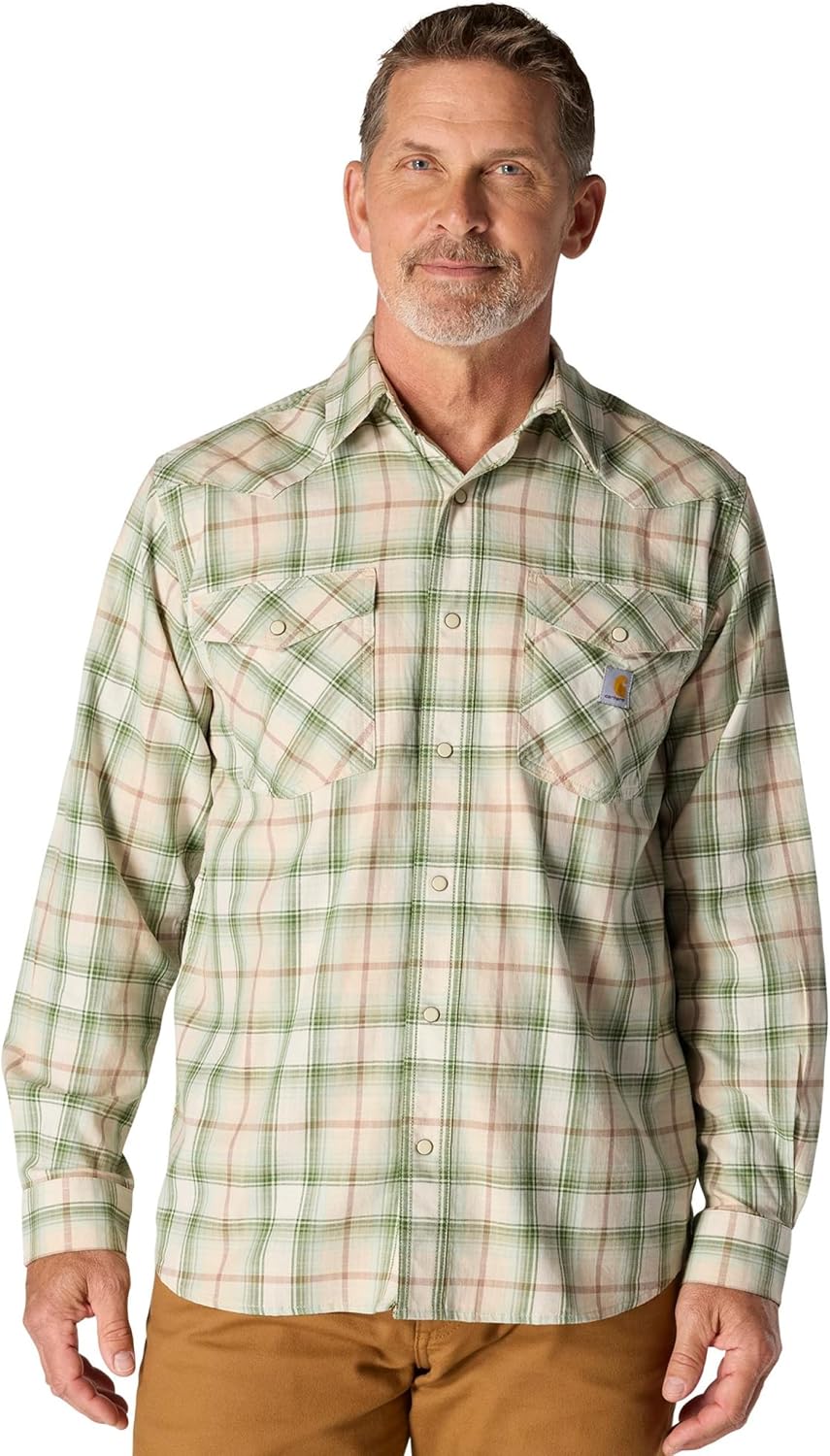 Carhartt мужская рубашка Montana Rugged Flex, свободный крой, легкая, с длинным рукавом, на пуговицах, в клетку, Oat Milk
Carhartt мужская рубашка Montana Rugged Flex, свободный крой, легкая, с длинным рукавом, на пуговицах, в клетку, Oat Milk