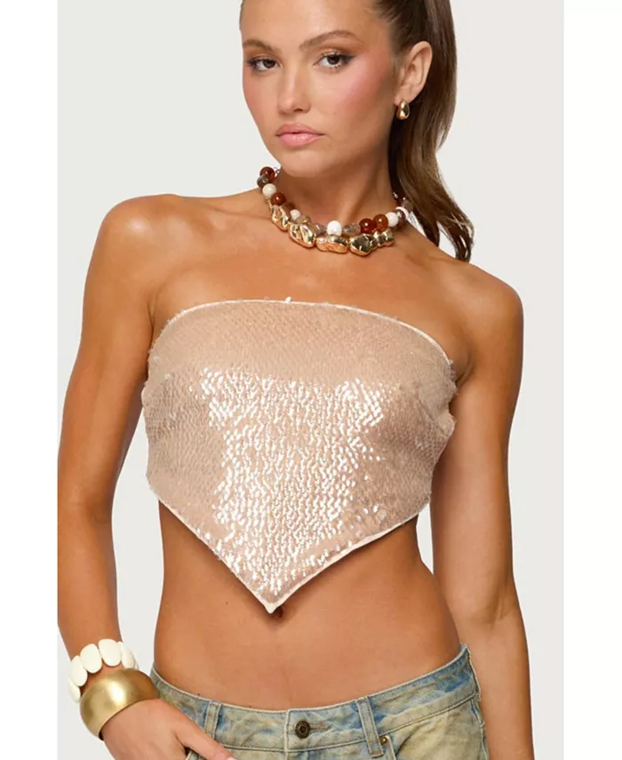 Женский топ без бретелек с треугольными чашечками и пайетками на спине Edikted, коричневый/бежевый
Женский топ без бретелек с треугольными чашечками и пайетками на спине Edikted, коричневый/бежевый