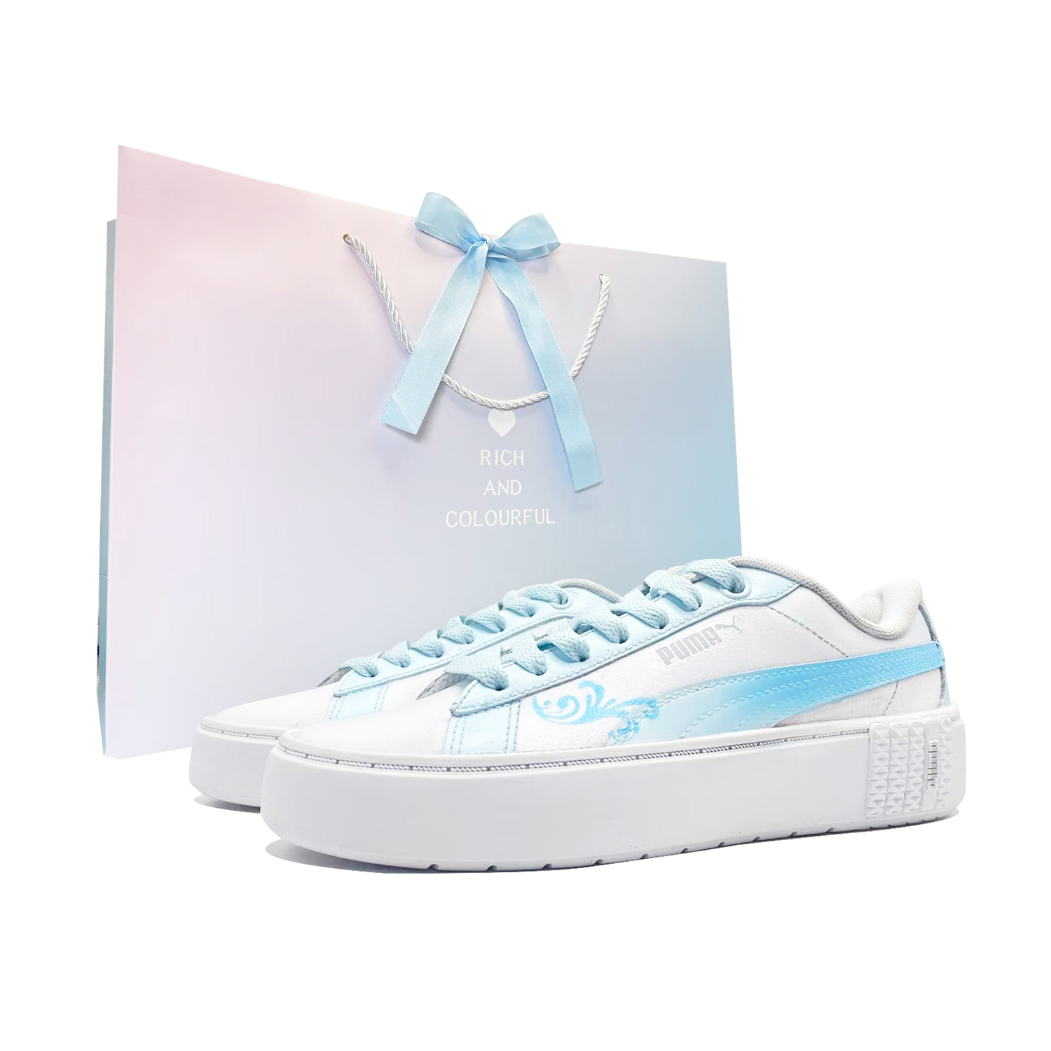 PUMA Кроссовки для скейтбординга Smash Platform Flower South, устойчивые к истиранию, низкие, унисекс, бело-голубые
PUMA Кроссовки для скейтбординга Smash Platform Flower South, устойчивые к истиранию, низкие, унисекс, бело-голубые