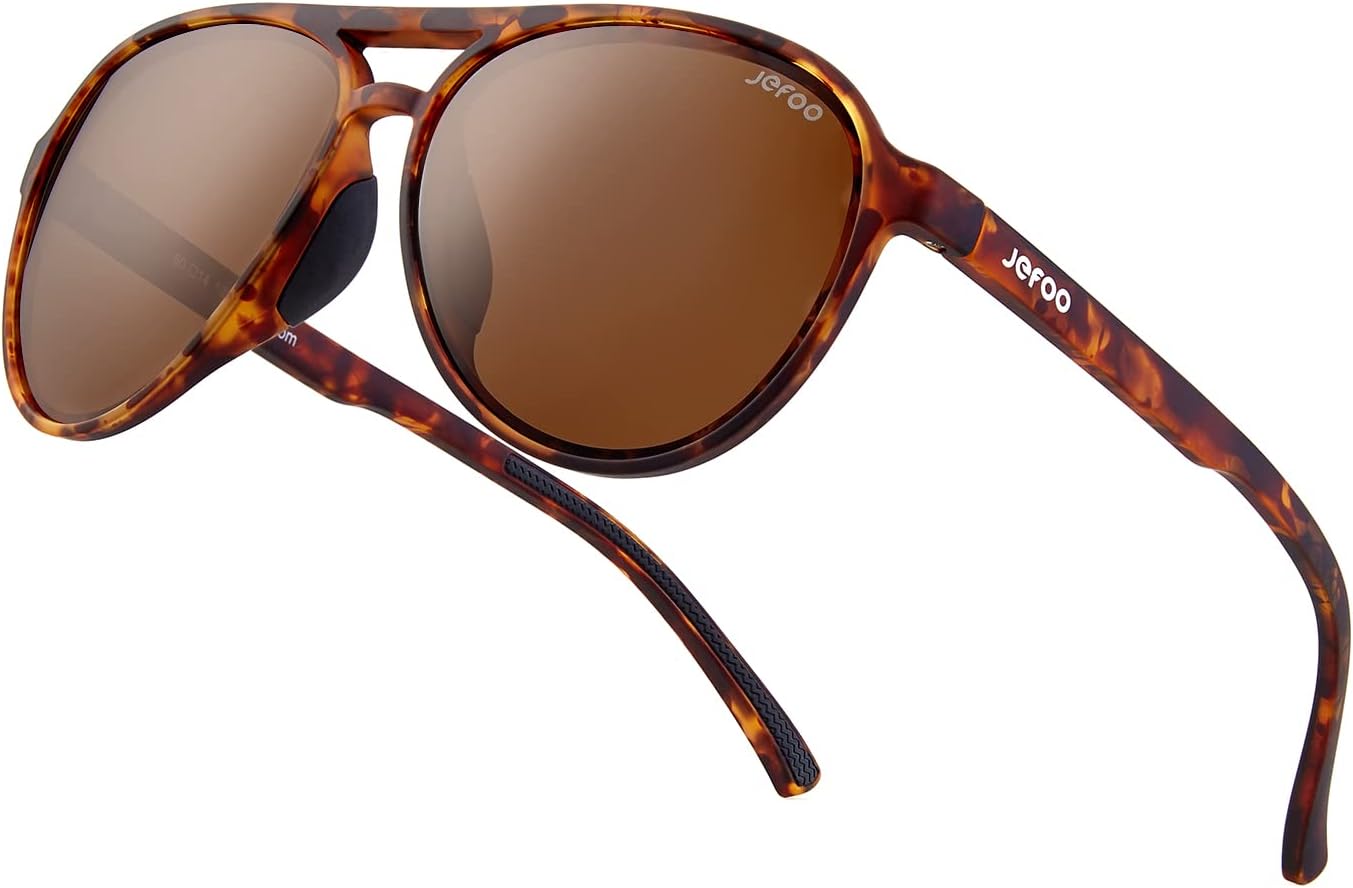 Поляризованные солнцезащитные очки-авиаторы Jefoo для женщин и мужчин, ретро-стиль, спортивные солнцезащитные очки для защиты от УФ-излучения UV400 на открытом воздухе, Tortoise Frame / Brown Lens
Поляризованные солнцезащитные очки-авиаторы Jefoo для женщин и мужчин, ретро-стиль, спортивные солнцезащитные очки для защиты от УФ-излучения UV400 на открытом воздухе, Tortoise Frame / Brown Lens