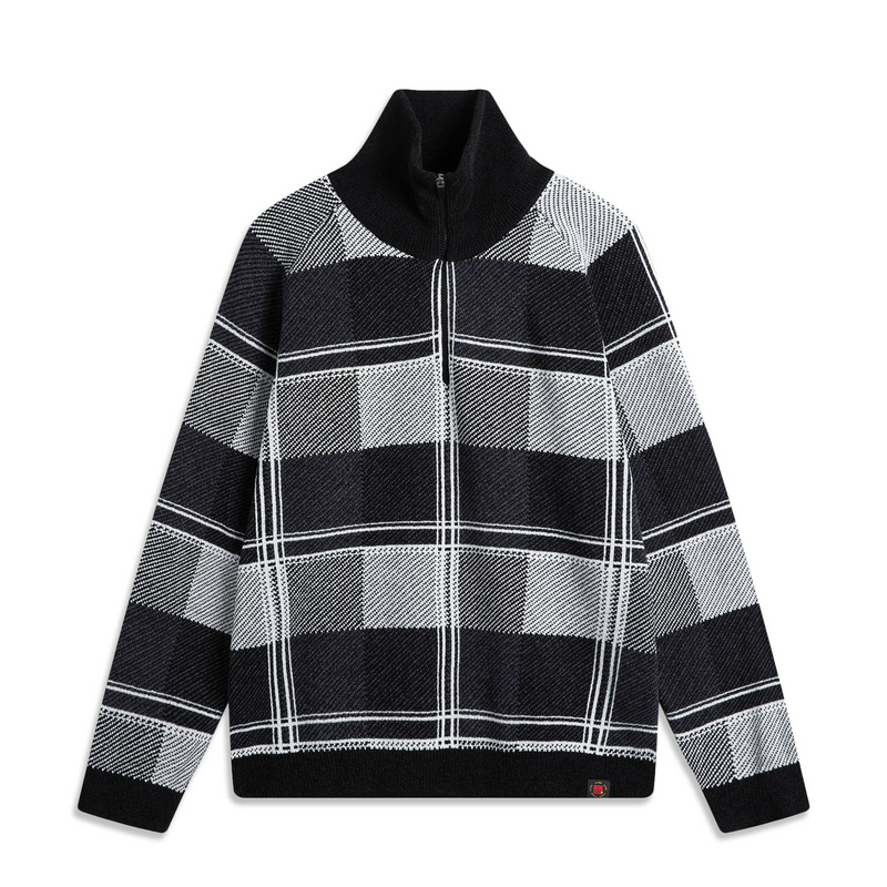 LINING Спортивная тенденция серии вязаный свитер мужской черный белый клетка
LINING Спортивная тенденция серии вязаный свитер мужской черный белый клетка