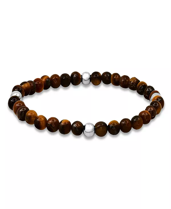 Мужской эластичный браслет из стерлингового серебра с бусинами тигрового глаза Steeltime, brown
Мужской эластичный браслет из стерлингового серебра с бусинами тигрового глаза Steeltime, brown