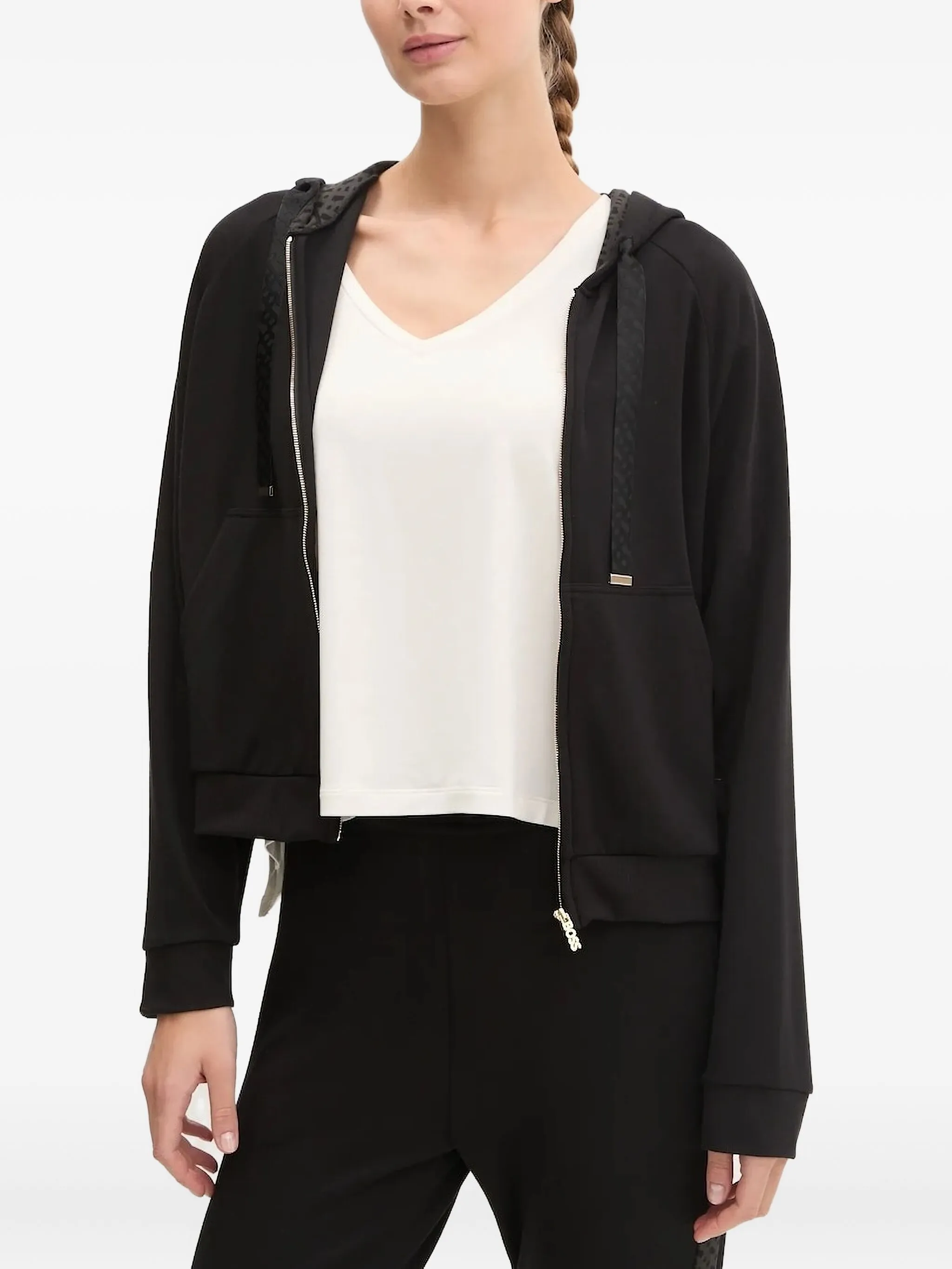 Худи на молнии с логотипом Boss, черный
Худи на молнии с логотипом Boss, черный