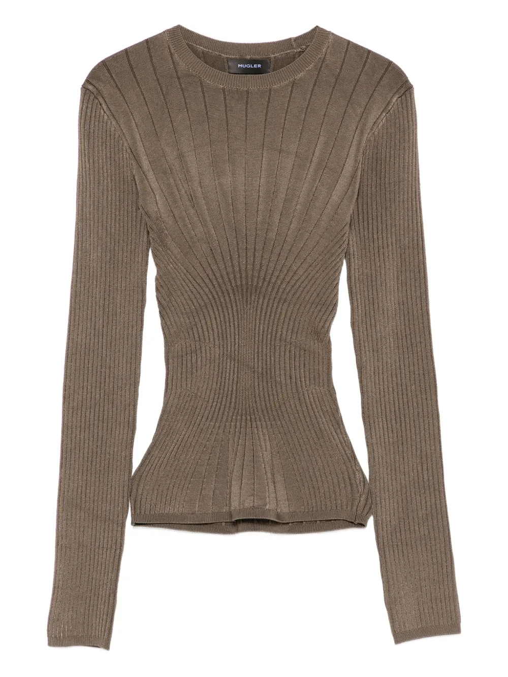 Ребристый свитер с круглым вырезом Mugler, коричневый
Ребристый свитер с круглым вырезом Mugler, коричневый