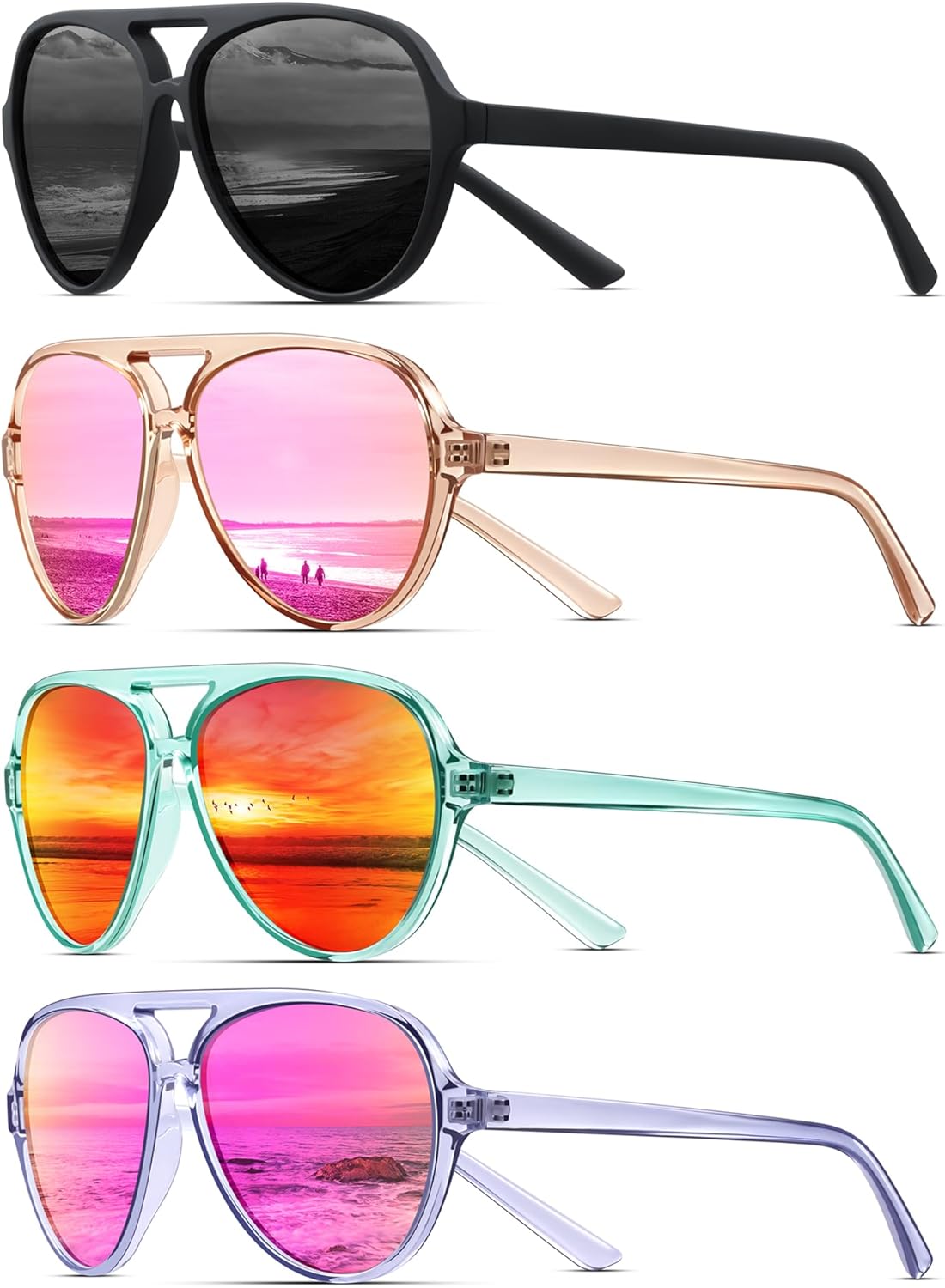 Женские поляризованные солнцезащитные очки-авиаторы KUGUAOK в спортивном стиле для бега, оправа, предотвращающая спутывание линз, винтажный модный дизайн, 4pcs-black+champagne+green Red+blur Pink
Женские поляризованные солнцезащитные очки-авиаторы KUGUAOK в спортивном стиле для бега, оправа, предотвращающая спутывание линз, винтажный модный дизайн, 4pcs-black+champagne+green Red+blur Pink