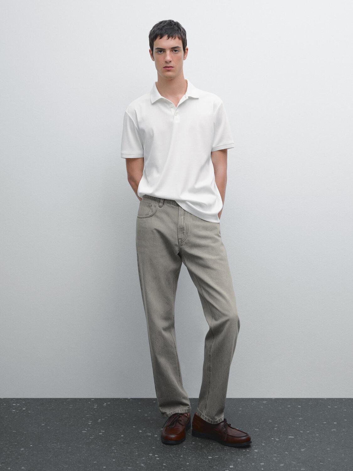 Рубашка-Поло с короткими рукавами и воротником Massimo Dutti, белый 
Рубашка-Поло с короткими рукавами и воротником Massimo Dutti, белый