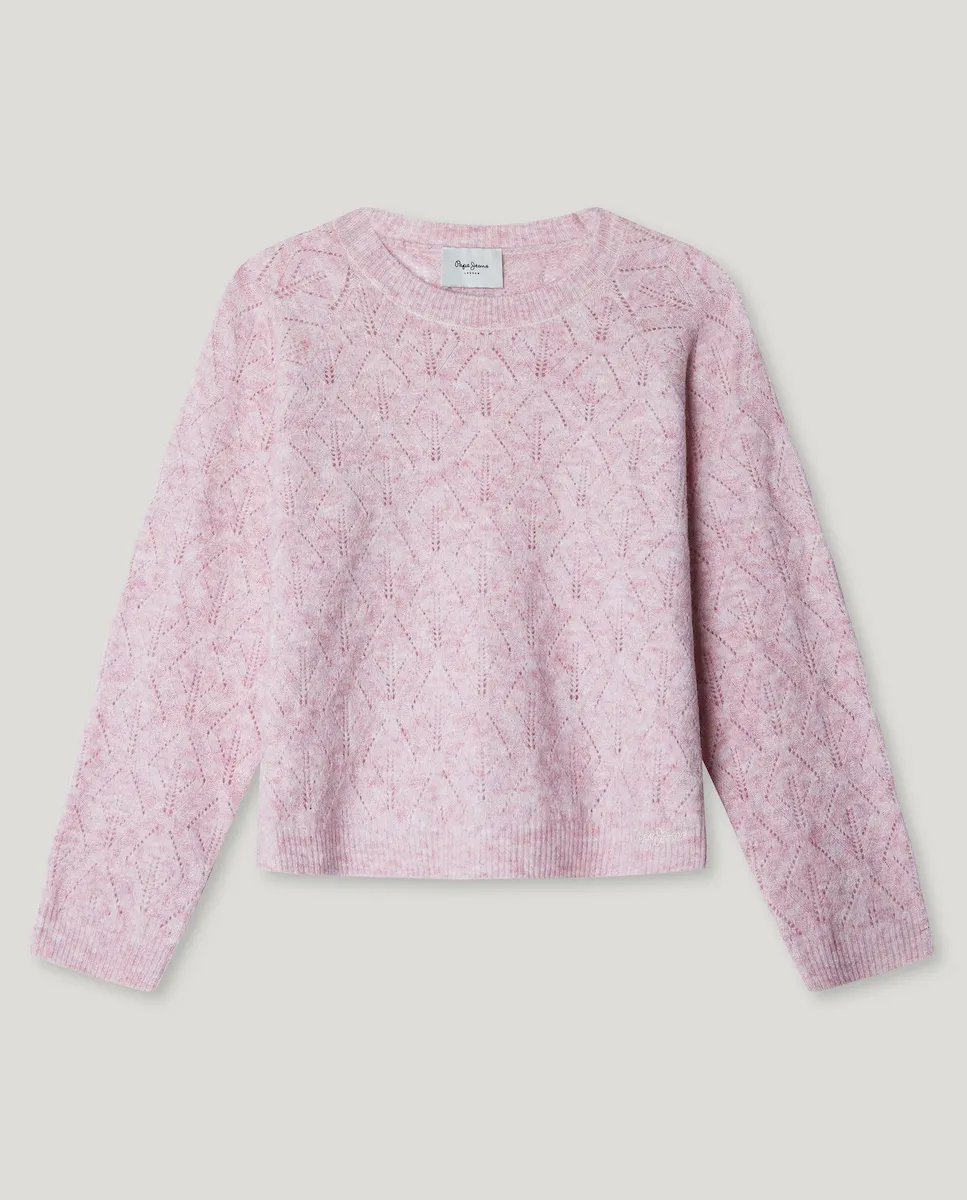 Детский ажурный свитер с круглым вырезом Pepe Jeans, сиреневый
Детский ажурный свитер с круглым вырезом Pepe Jeans, сиреневый