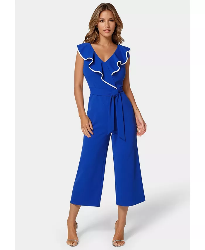 Женский комбинезон с V-образным вырезом и рюшами из крепа Scuba Bebe, синий
Женский комбинезон с V-образным вырезом и рюшами из крепа Scuba Bebe, синий