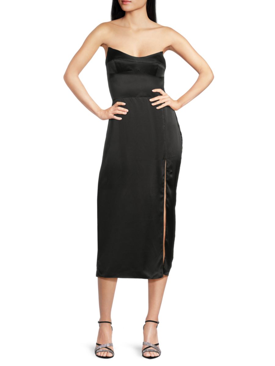 Шелковое платье-миди без бретелек Amanda Uprichard, черный
Шелковое платье-миди без бретелек Amanda Uprichard, черный