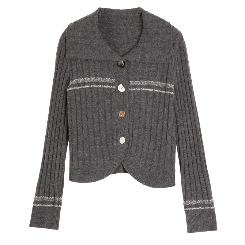 ELLE Свитер женский темно-серый с лацканами утолщенный кардиган
ELLE Свитер женский темно-серый с лацканами утолщенный кардиган