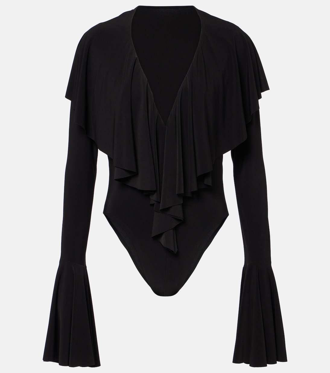 Боди с рюшами Norma Kamali, черный 
Боди с рюшами Norma Kamali, черный